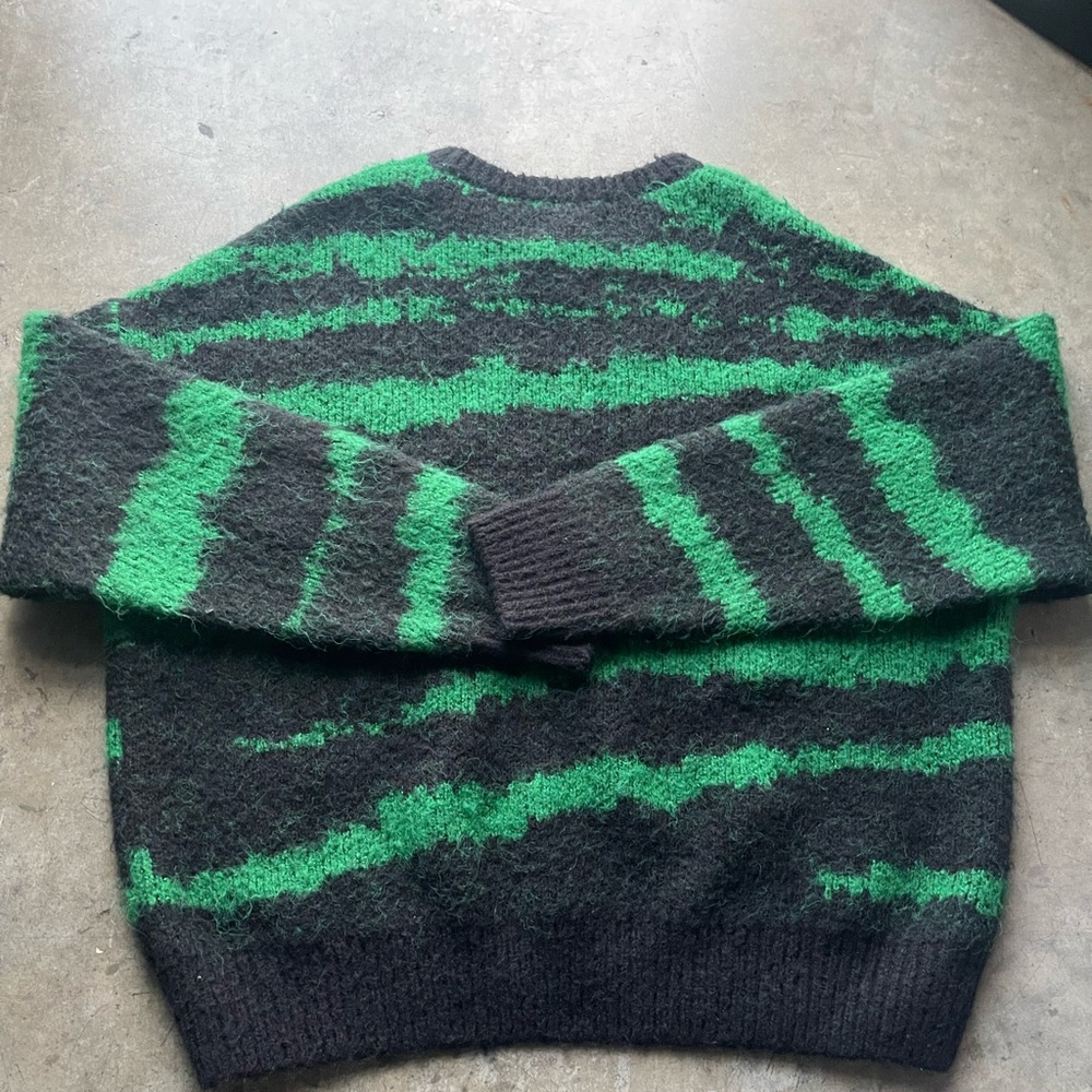 Cozy Green and Black Striped Sweater